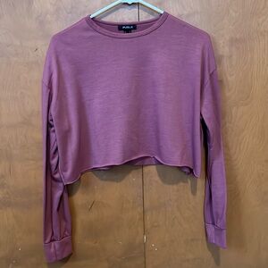Pink Long Sleeve Crop-top